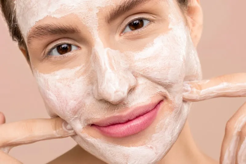 Close-up of dry skin with application of hydrating hyaluronic acid serum