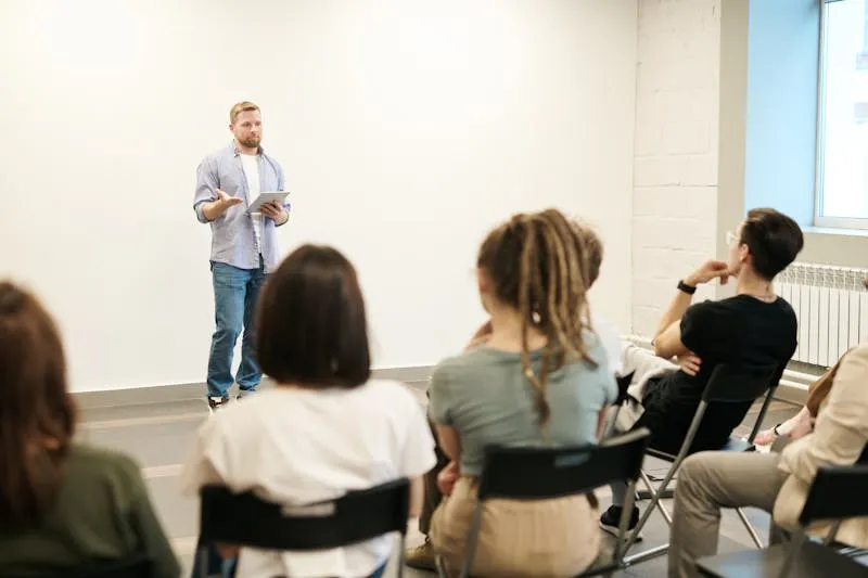 Woman smiling during a presentation — authenticity and personal branding