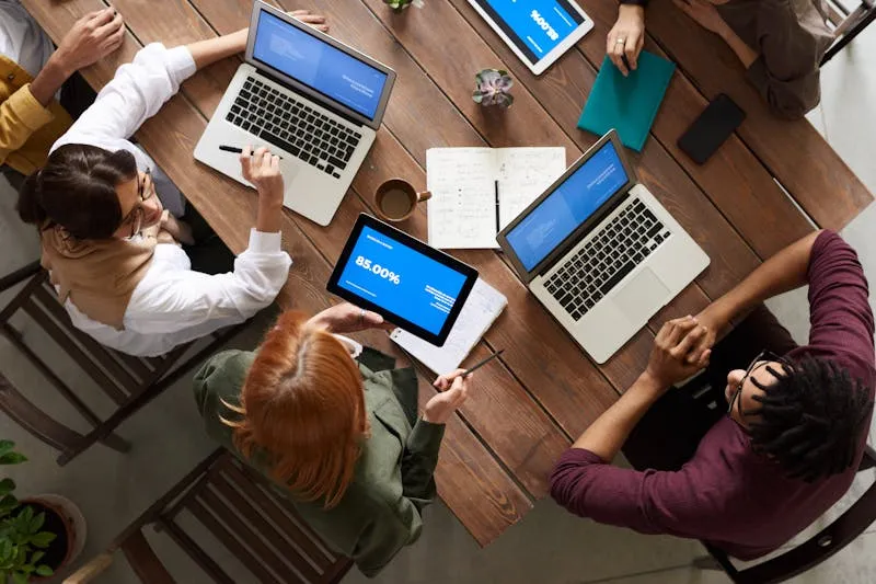 Woman presenting her ideas during a small team meeting