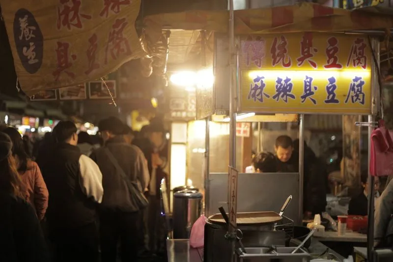Street food stall in a night market in Asia