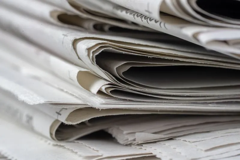 Close-up of a stack of folded newspapers