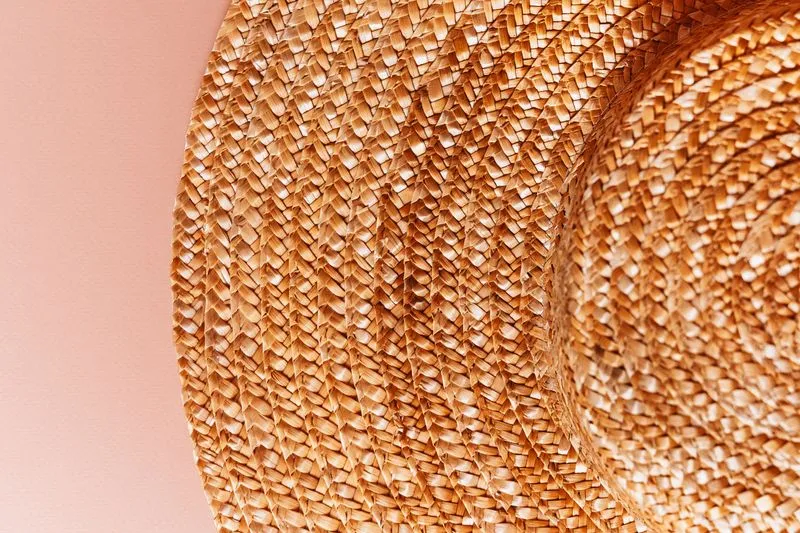 Close-up of the tight weave of a straw hat