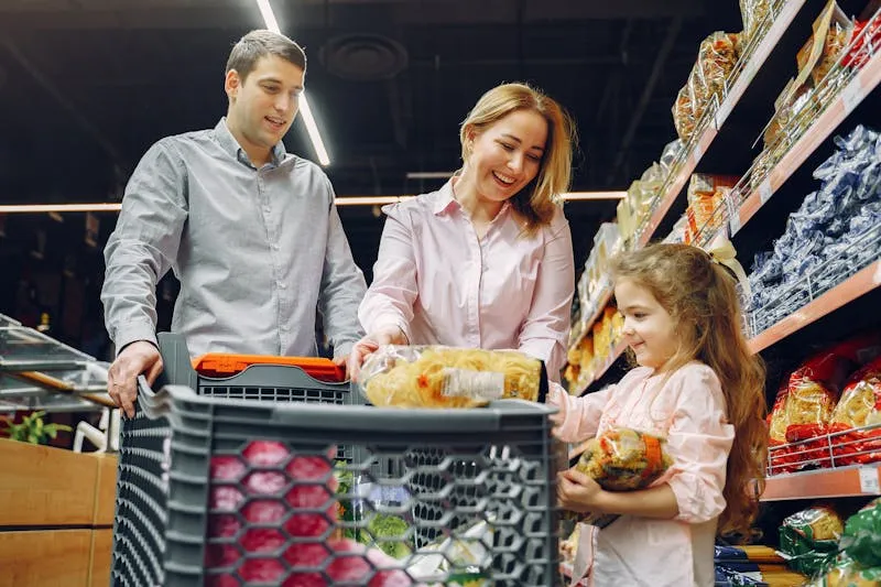 Organic aisle in a supermarket with diverse products and labels