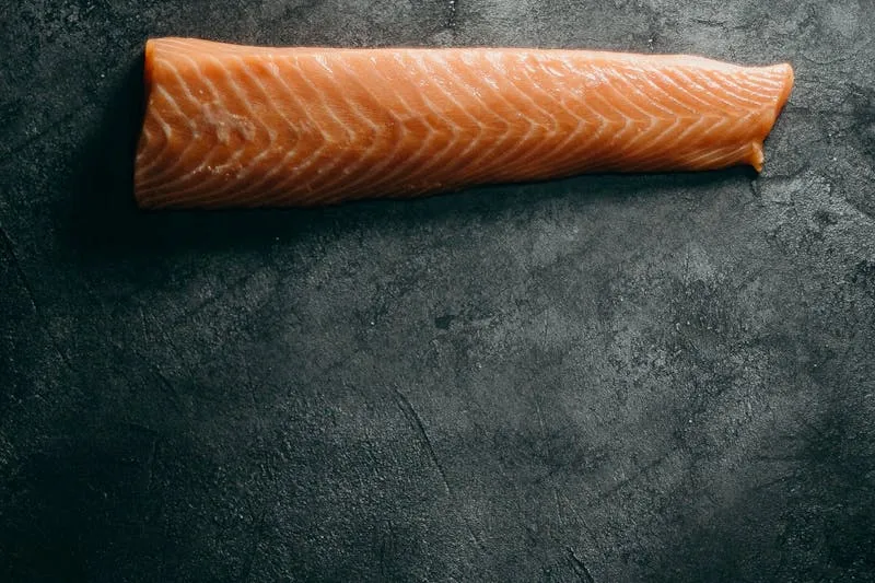 Fresh salmon, walnuts and flaxseeds rich in omega-3