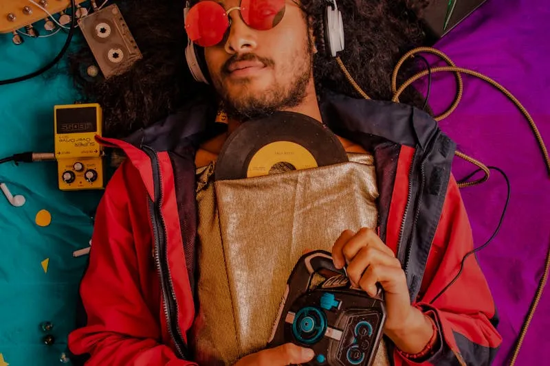 Woman wearing wireless earbuds walking down the street smiling