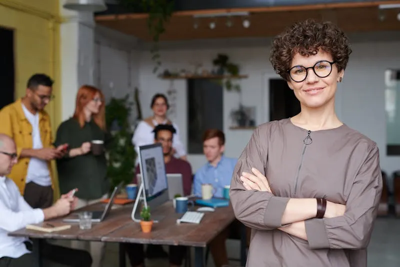Woman in a professional meeting in a modern office